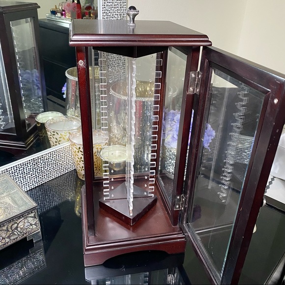 Mahogany Wood Jewelry Box & Necklace Stand - Picture 2 of 6